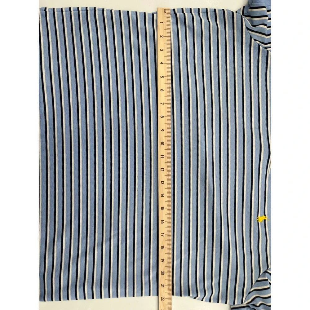 Polo Ralph‎ Lauren Mens Performance Stripe Polo Shirt Light Blue Yellow Pony L